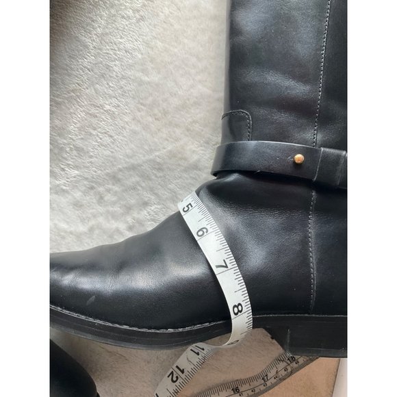 Tory Burch Everly Black Logo Knee High Leather Riding Boots size 7M - Picture 3 of 16
